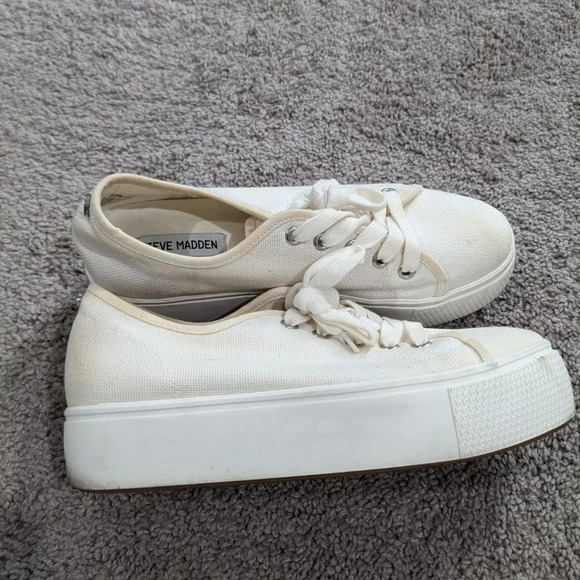 Steve Madden White platform sneakers Life style sneakers women's size 8 - Picture 2 of 7